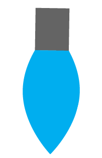 A simple illustration of a blue Christmas light bulb with a gray base on a black background.